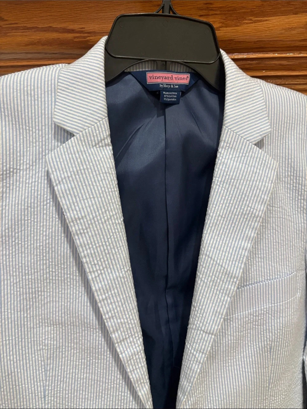 Vineyard Vines young boys Light Blue white striped Seersucker Sport Coat NWOT 16